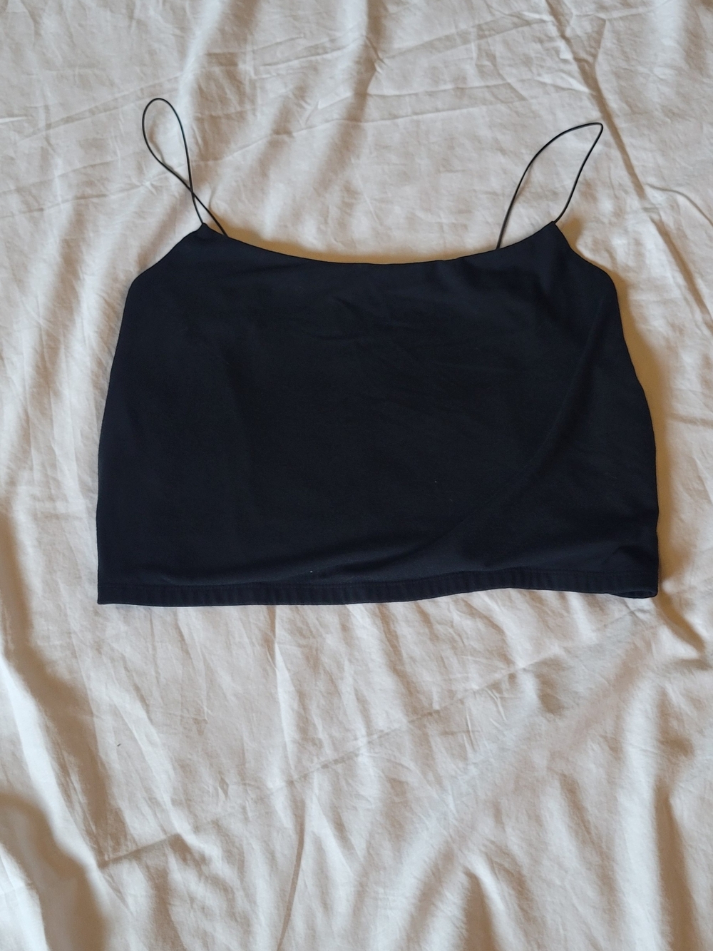 Black Spaghetti Strap Camisole Crop Top